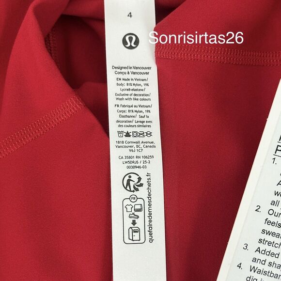 NWT Lululemon  Align HR Pant 25” Legging Size 4 Dark Red - Picture 5 of 13